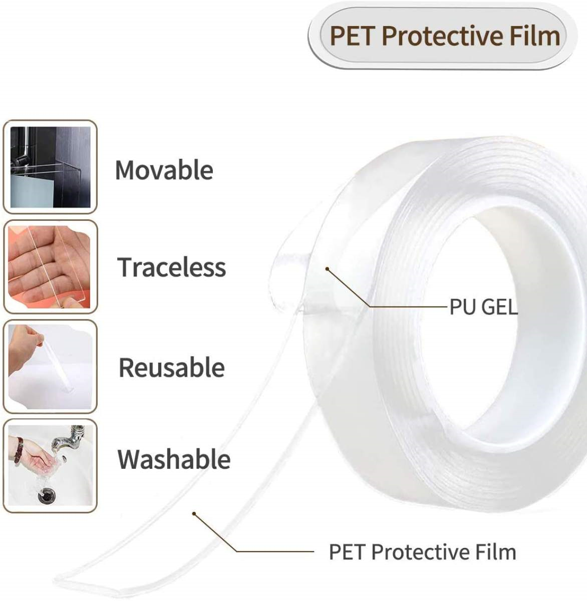 24mm Nano Tape 5 Meters Silicone Double Sided Waterproof Transparent Magic Tape