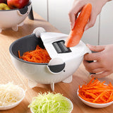 6 in 1 Multi-functional Large Capacity Vegetables Chopper, Multi-functional Vegetable rotatable Cutter/Chopper/Slicer/Grater With magic Drain Basket