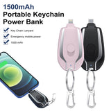 Keychain Portable Charger,1500mAh Mini Power Emergency Pod Key Ring Cell Phone Charger, Ultra-Compact External Fast Charging Power Bank Battery Pack For IPhone And Android Type-C