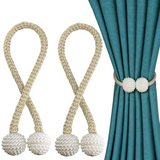 Magnetic Curtain Tieback Tie Backs|  Holdbacks Buckle Clip Strap Magnet Pearl Ball | Curtain Hanging Belts Rods | Straps for Window Decor | Rope Accessories