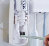 Toothpaste Dispenser Set | Hands Free Toothpaste Dispenser | Toothbrush Holder